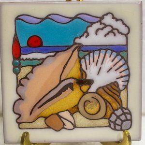 Masterworks Handcrafted Art Tile Seashells by the Seashore